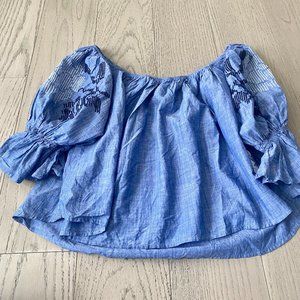 New With Tags: Forever 21 Blue Off-Shoulder Top - Size Medium